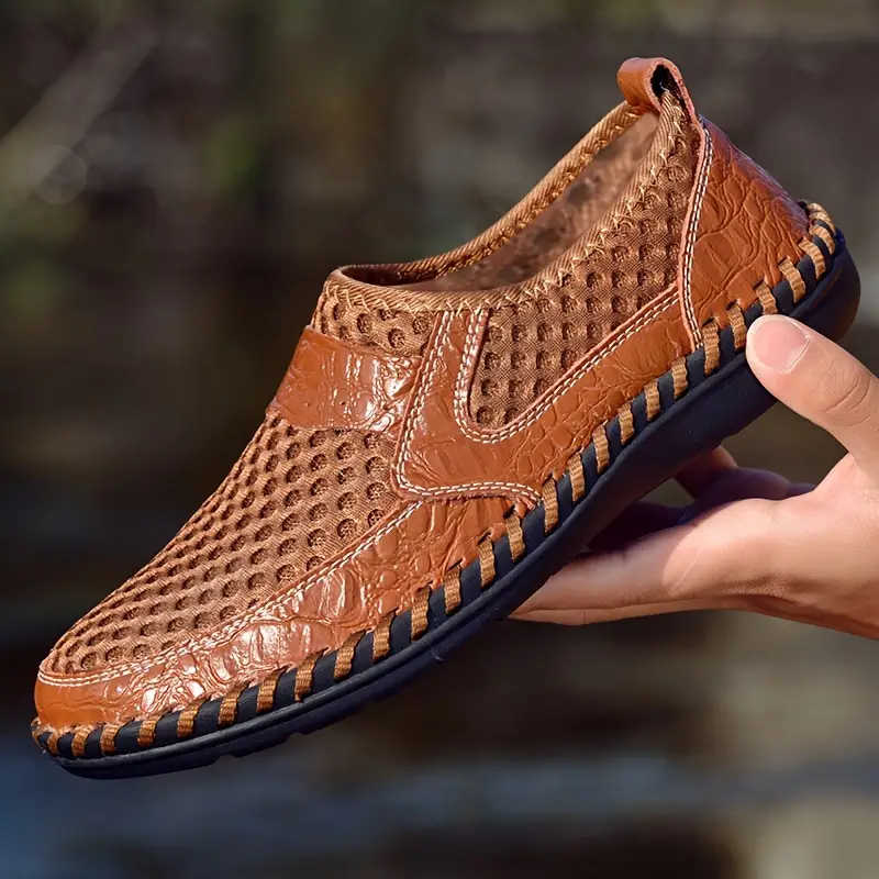 Summer Sale 70%🔥 Mens' Summer Slip-on Shoes, Breathable Mesh Leather Loafers