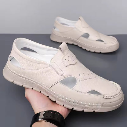 Early Summer Kickoff -45% OFF🎁 Men’s Leather Cut-Out Comfort Slip-On Shoes, Orthopedic Walking Shoes