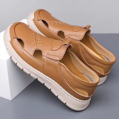 Early Summer Kickoff -45% OFF🎁 Men’s Leather Cut-Out Comfort Slip-On Shoes, Orthopedic Walking Shoes