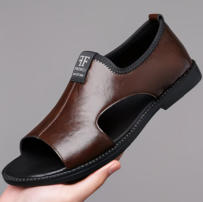 Men’s Casual Leather Slip-On Sandals – All-Day Comfort Fit