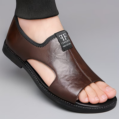Men’s Casual Leather Slip-On Sandals – All-Day Comfort Fit