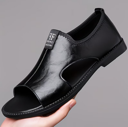 Men’s Casual Leather Slip-On Sandals – All-Day Comfort Fit
