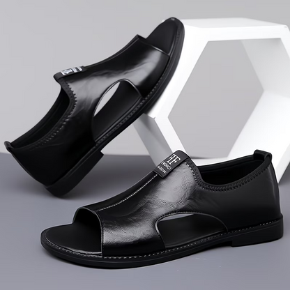 Men’s Casual Leather Slip-On Sandals – All-Day Comfort Fit