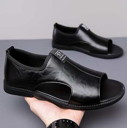Men’s Casual Leather Slip-On Sandals – All-Day Comfort Fit