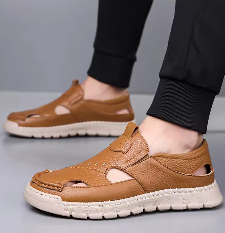 Early Summer Kickoff -45% OFF🎁 Men’s Leather Cut-Out Comfort Slip-On Shoes, Orthopedic Walking Shoes