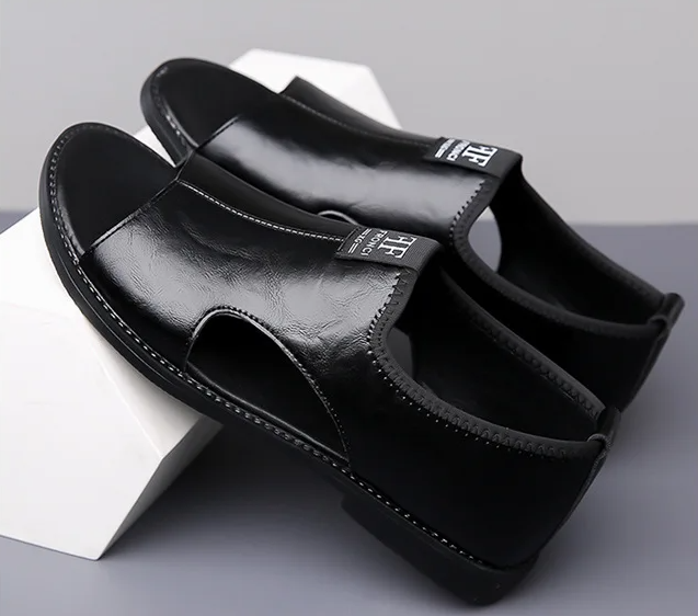 Men’s Casual Leather Slip-On Sandals – All-Day Comfort Fit