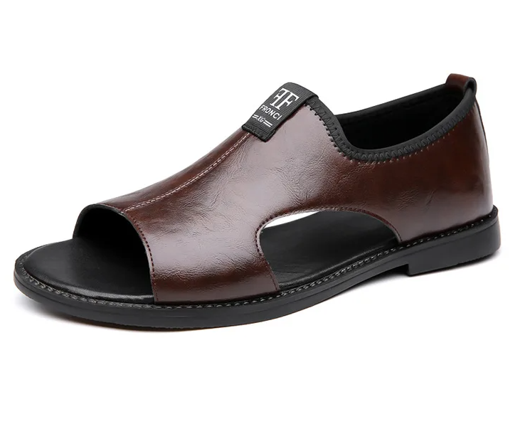 Men’s Casual Leather Slip-On Sandals – All-Day Comfort Fit