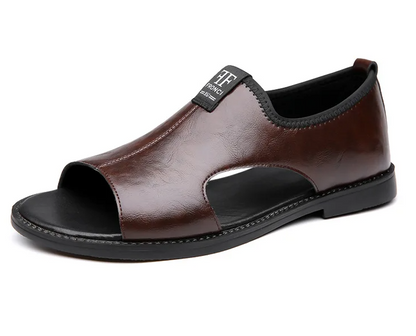 Men’s Casual Leather Slip-On Sandals – All-Day Comfort Fit