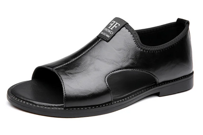 Men’s Casual Leather Slip-On Sandals – All-Day Comfort Fit