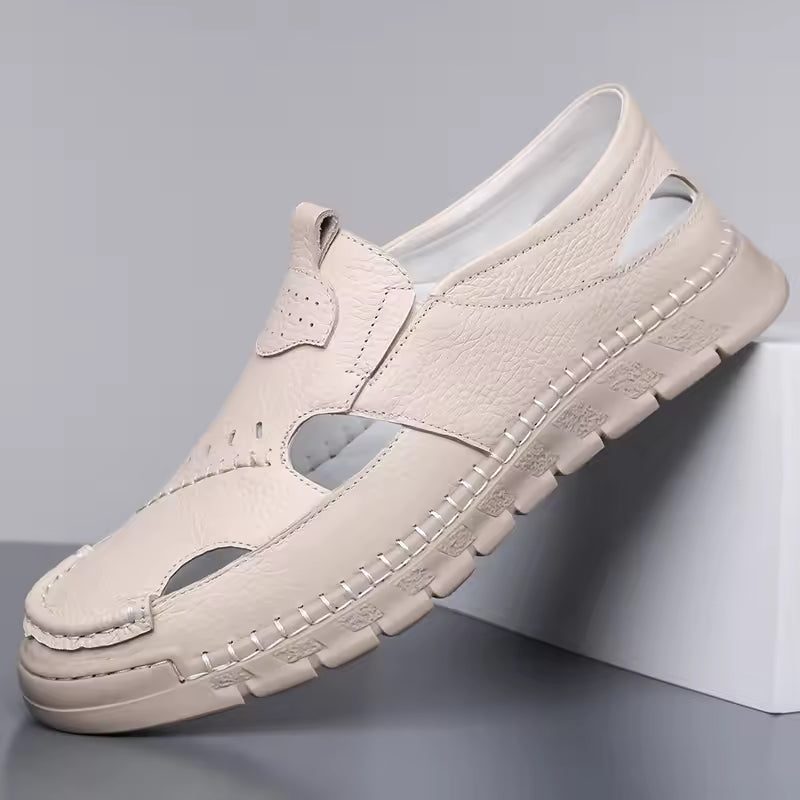 Early Summer Kickoff -45% OFF🎁 Men’s Leather Cut-Out Comfort Slip-On Shoes, Orthopedic Walking Shoes